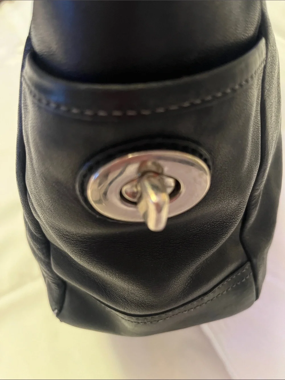 COACH Black Classic Leather East West Gallery Pleated Tote - F13759 No Tag